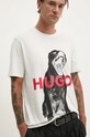 Bavlněné tričko HUGO kulatý bílá 50523979