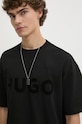 Памучна тениска HUGO черен 50525765