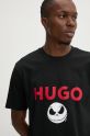 HUGO t-shirt bawełniany nadruk czarny 50537986