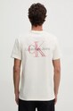 Памучна тениска Calvin Klein Jeans бежов J30J326866