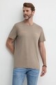 Bavlněné tričko Calvin Klein Jeans kulatý béžová J30J326867