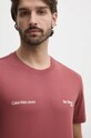 Bavlněné tričko Calvin Klein Jeans kulatý burgundské J30J326867