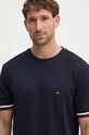 Bavlnené tričko Tommy Hilfiger tmavomodrá MW0MW36452