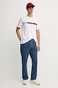 Βαμβακερό μπλουζάκι Tommy Hilfiger MW0MW36498 λευκό SS25