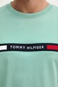 Tommy Hilfiger tričko pánské bavlněné MW0MW36498 tyrkysová