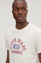 Памучна тениска Guess Jeans бежов M4BI74.K8HM0