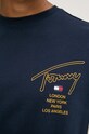 Bavlněné tričko Tommy Jeans DM0DM19698 námořnická modř