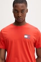 Tommy Jeans t-shirt męski bawełniany pomarańczowy DM0DM20740