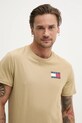 Памучна тениска Tommy Jeans бежов DM0DM20740