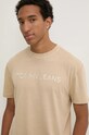Tommy Jeans tricou din bumbac bej DM0DM20754