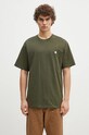Хлопковая футболка Carhartt WIP S/S Madison гладкий зелёный I033000.2DTXX