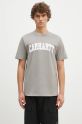 Памучна тениска Carhartt WIP S/S University стандартна сив I034851.2DFXX