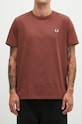 Бавовняна футболка Fred Perry Crew Neck T-Shirt коричневий M1600.W52
