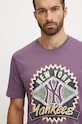 Бавовняна футболка 47 brand MLB New York Yankees фіолетовий BB017TEMIME634148II