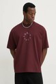 AllSaints tricou din bumbac TIERRA SS CREW burgundia M072PB