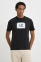 Bavlněné tričko C.P. Company potisk černá 17CMTS029A005100W