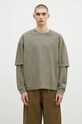Bavlnené tričko s dlhým rukávom DARKPARK Theo relaxed zelená MJE08.JTS01.W615
