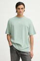 Хлопковая футболка Drôle de Monsieur Le T-Shirt Slogan Classique гладкий бирюзовый E.TS202.CO002.WG