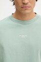 Хлопковая футболка Drôle de Monsieur Le T-Shirt Slogan Classique E.TS202.CO002.WG бирюзовый