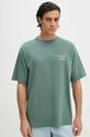 Bavlněné tričko Drôle de Monsieur Le T-Shirt Slogan potisk zelená E.TS203.CO002.DGN