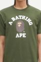 Βαμβακερό μπλουζάκι A Bathing Ape COLLEGE TEE πράσινο 1K80110001