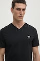 Bombažna kratka majica Lacoste črna TH5077