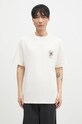 Îmbrăcăminte Drôle de Monsieur tricou din bumbac Le T-Shirt Slogan Fleurs E.TS210.CO002.CM bej