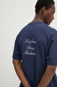 Pamučna majica Drôle de Monsieur natpis mornarsko plava E.TS209.CO002.NY