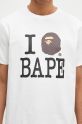 Памучна тениска A Bathing Ape I Love Bape бял 1K80110043