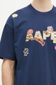 AAPE tricou din bumbac Theme bleumarin AAPTEM1499XXM