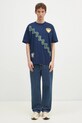 AAPE tricou din bumbac Moon Face Logo AAPTEM1548XXN bleumarin
