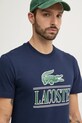 Bavlněné tričko Lacoste TH1218 námořnická modř AW24