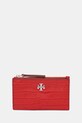 Kožená peňaženka Tory Burch Kira Croc Zip Card usňová koža červená 174546.600