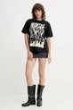 MUNTHE tricou din bumbac PRIZE 252110325260 negru AW25