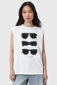 AllSaints bluză din bumbac SUNNIES print alb W163JC