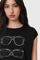 AllSaints bluză din bumbac SUNNIES W163JC negru AW25