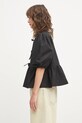GANNI bluzka bawełniana Cotton Poplin Peplum F7364 czarny AW25