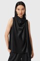 AllSaints bluzka z dodatkiem jedwabiu HERELA regular czarny W011PD