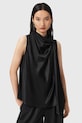 AllSaints bluzka z dodatkiem jedwabiu HERELA regular czarny W011PD