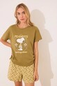 women'secret piżama bawełniana SNOOPY nadruk zielony 3139899