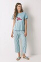 women'secret piżama bawełniana wzorzyste turkusowy 3132100