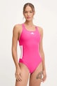 adidas Performance costum de baie dintr-o bucată 3-Stripes moale roz JX3153