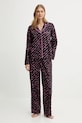 Dkny piżama bawełniana wzorzyste czarny YI90085