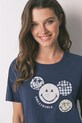 Odzież women'secret piżama bawełniana 3132148 granatowy