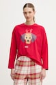Pyžamové tričko s dlouhým rukávem United Colors of Benetton vrchní červená 3DKE3M07Y