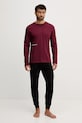United Colors of Benetton longsleeve piżamowy bawełniany 30964M021 bordowy AW25