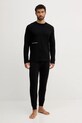United Colors of Benetton longsleeve piżamowy bawełniany 30964M021 czarny AW25