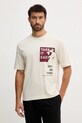 United Colors of Benetton t-shirt piżamowy bawełniany nadruk beżowy 30964M024