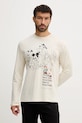 United Colors of Benetton camasa cu maneca lunga din bumbac munte bej 3VR54M025