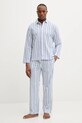Calvin Klein Underwear piżama bawełniana drobny wzór niebieski LV00NM2995